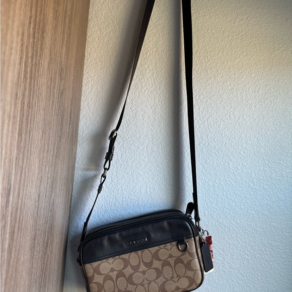 Coach Graham Crossbody Signature Bag Canvas Khaki Black - Picture 6 of 12